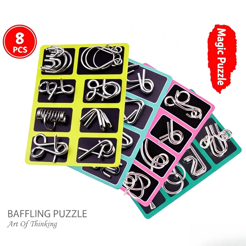 8 Buah Set Puzzle Logam Klasik - Party Games Kids Indoor ulasan dan harga