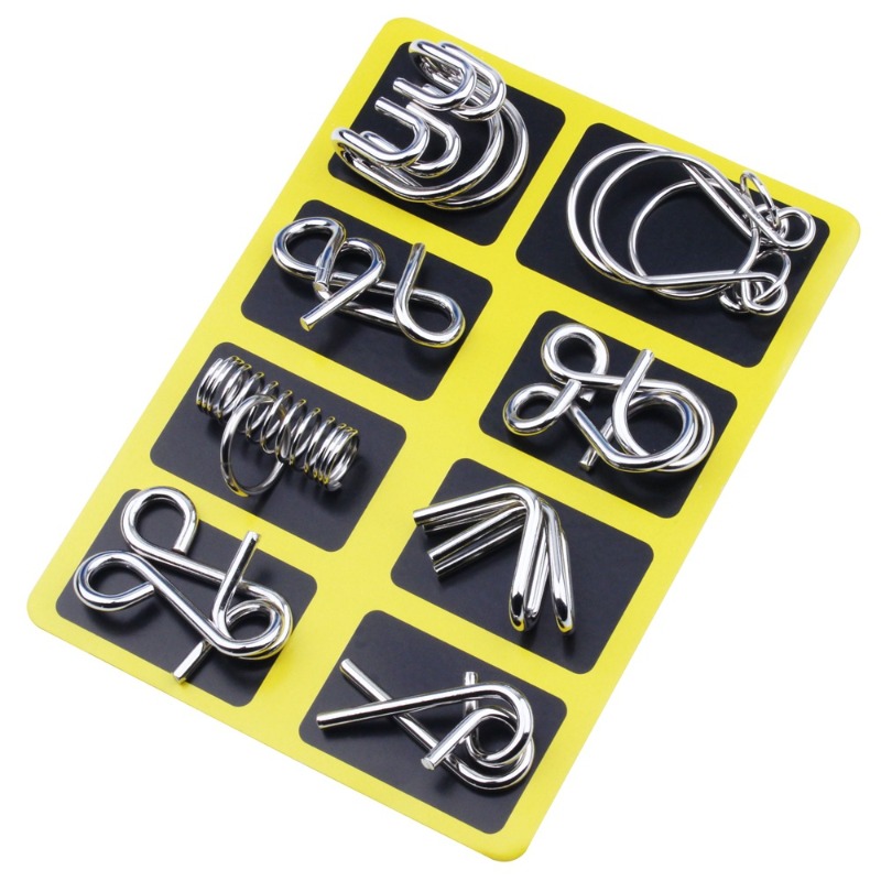 8 Buah Set Puzzle Logam Klasik - Party Games Kids Indoor ulasan dan harga